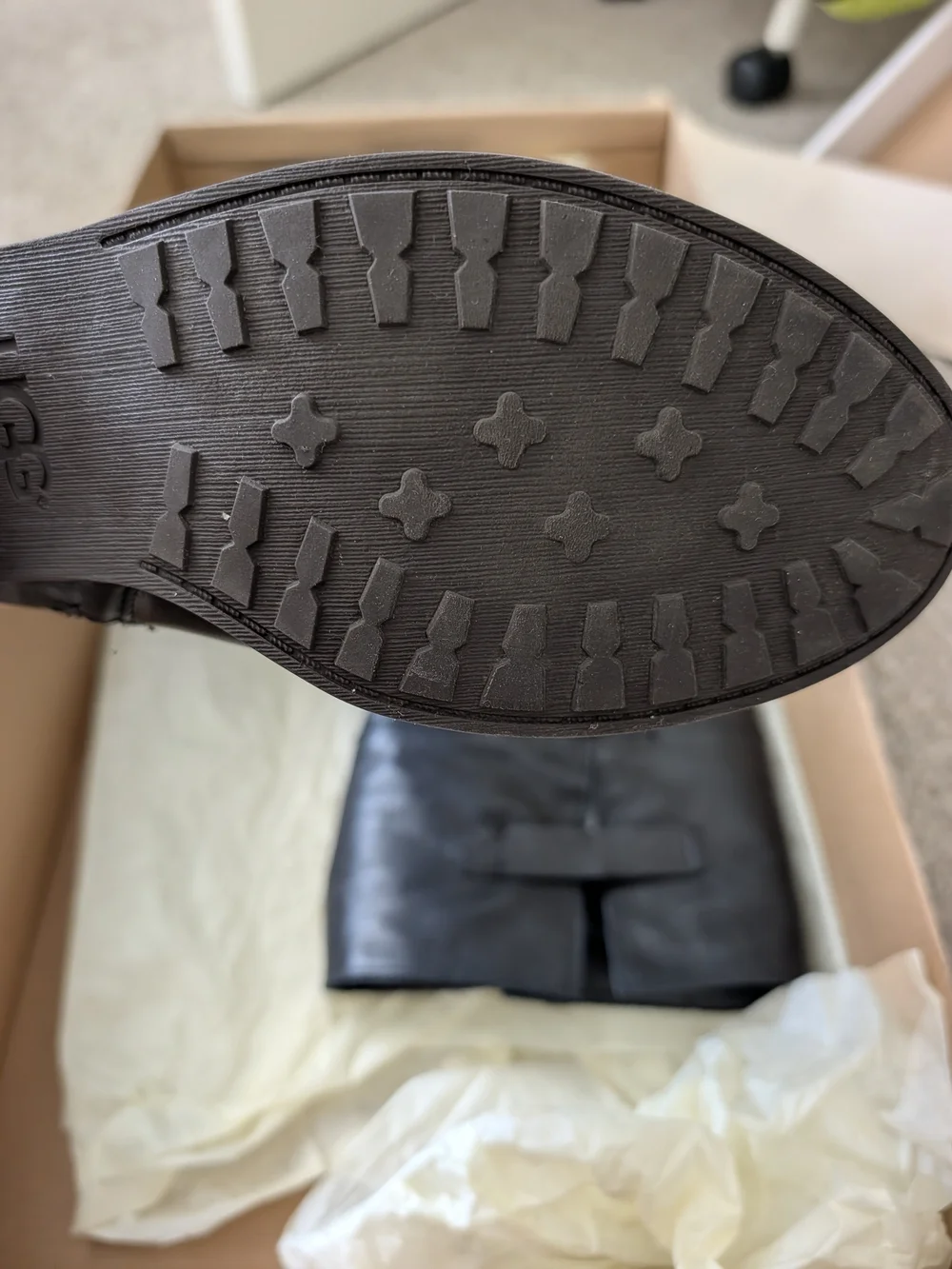UGG NIB Bess Black Leather Knee-High Buckle Heeled Boot
